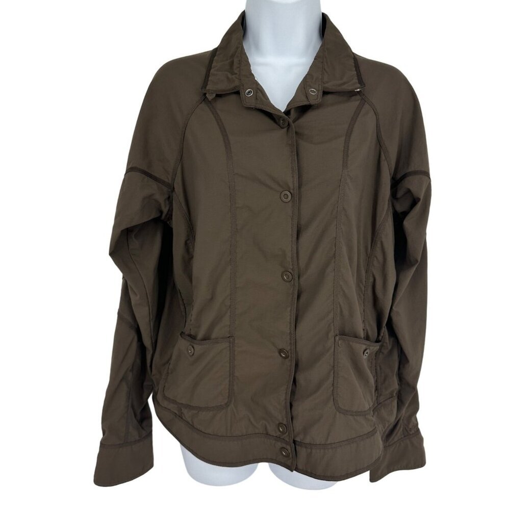 Columbia Titanium Omni Dry Brown Snap Button Front Lightweight Jacket Size L